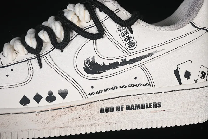 All categories Nk Air Force 1 Air Force series Nk Air Force 1 Low Air Force low-top Nike Air Force 1'07 Low "God OF Gamblers" Hand-painted graffiti God of Gamblers trump card Air Force 1 low-top casual sneakers 315122-313